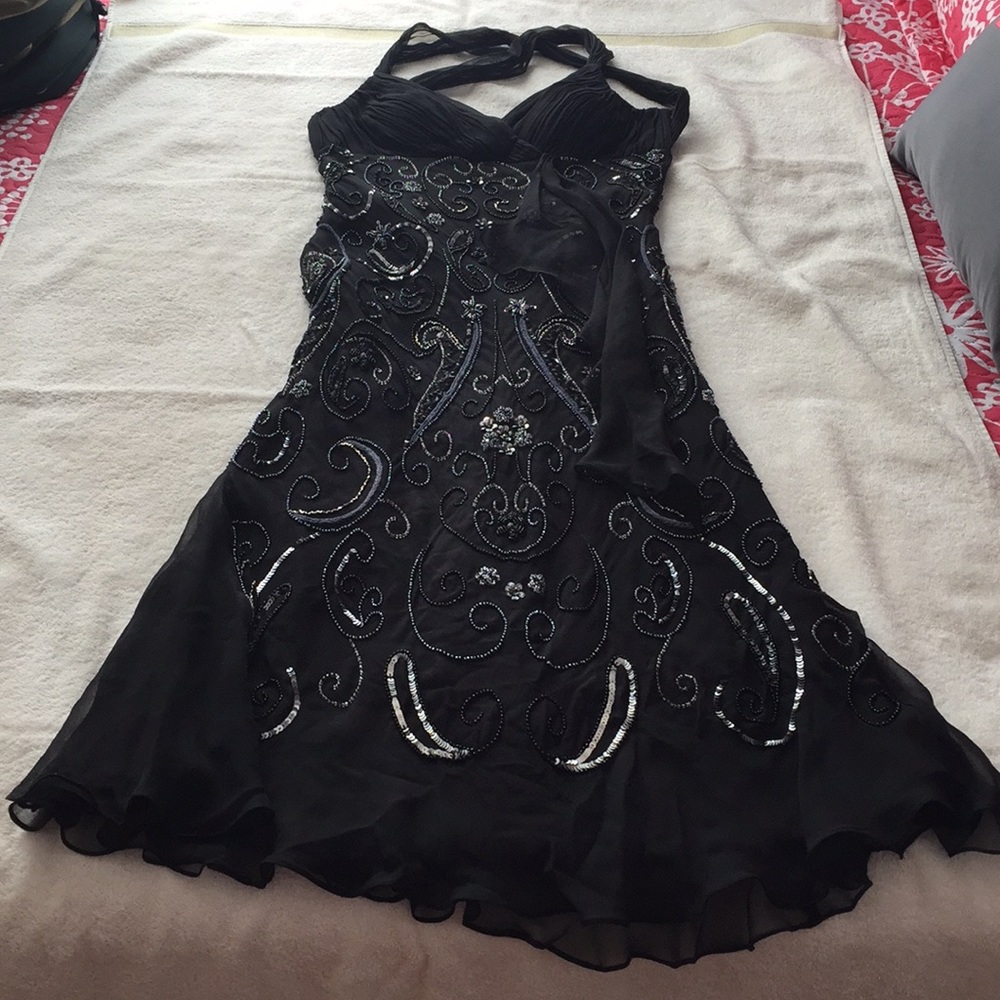 Scala black dress with beads and sequins size XS